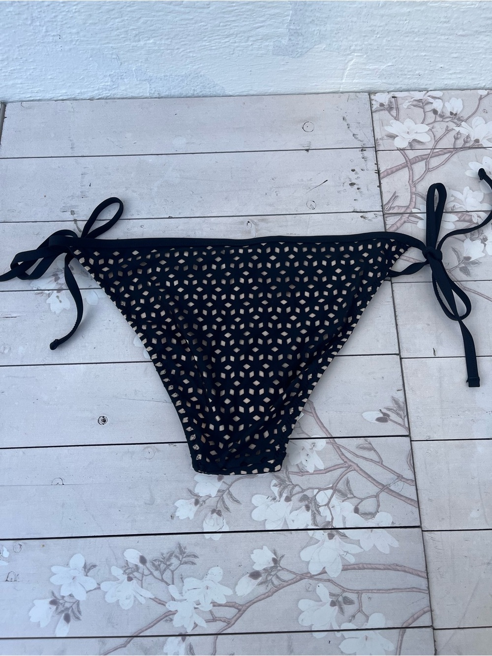 Helen Jon Black Crochet cover up and String Bikini Bottom - Picture 4 of 11